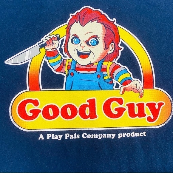 Chucky Childs Play Good Guy Play Pals Navy Graphic T-Shirt - Picture 2 of 4